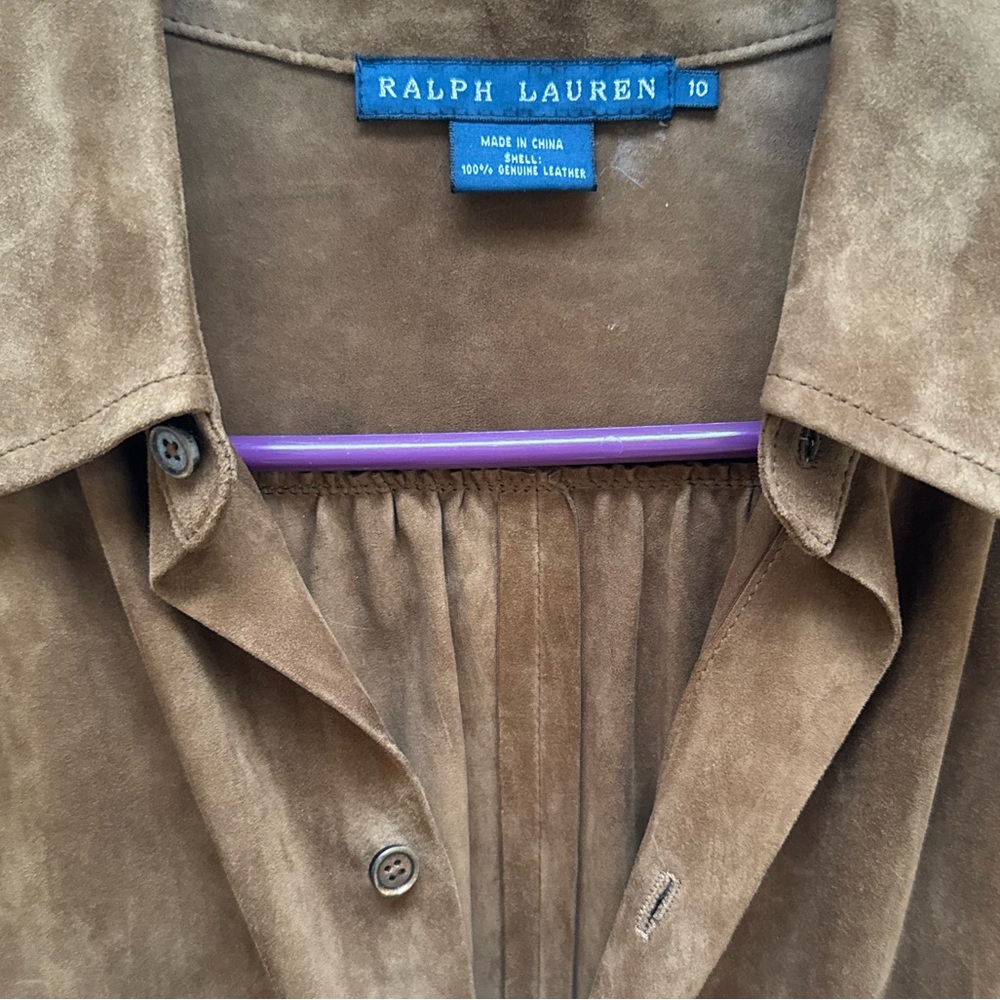 Vintage Ralph Lauren 100% Suede Leather Button-Down Blouse - Picture 10 of 10